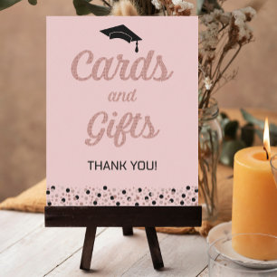 Rose Foil Script Confetti Cards & Gifts Grad Sign
