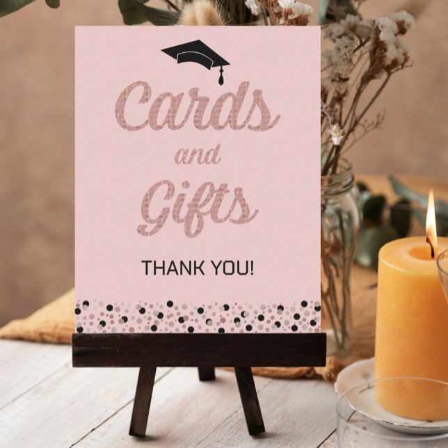 Rose Foil Script Confetti Cards & Gifts Grad Sign (Creator Uploaded)