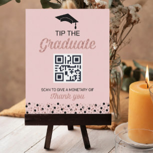Rose Foil Script Confetti Tip The Graduate Sign