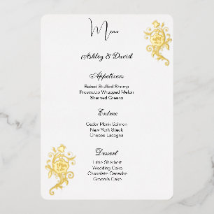 Rose Foil Wedding Menu Card