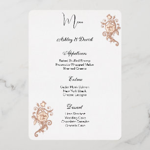 Rose Foil Wedding Menu Card