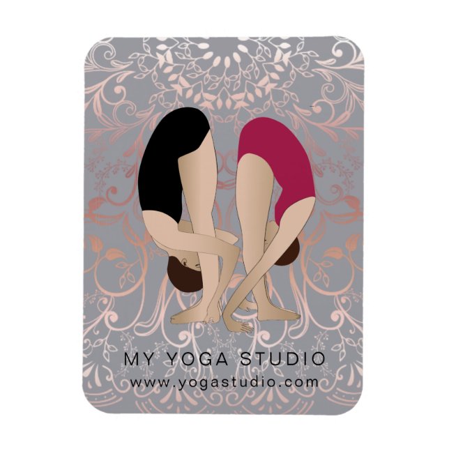 Rose foil Yoga studio business fridge Magnet (Vertical)