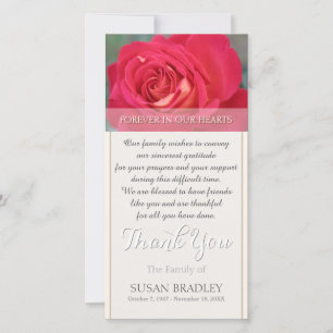 Rose Forever in Our Hearts Sympathy Thank You Card