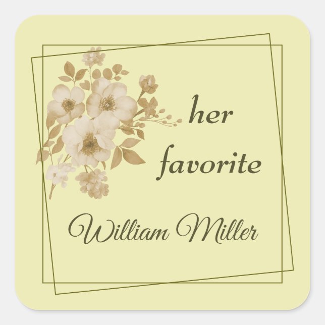 Rose Frame – Celestial Yellow Wedding Square Sticker (Front)