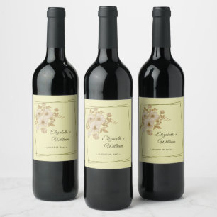 Rose Frame – Celestial Yellow Wedding Wine Label