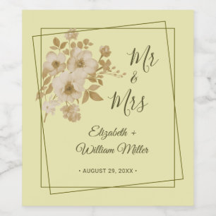 Rose Frame – Celestial Yellow Wedding Wine Label