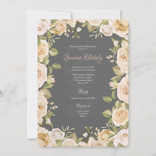 Rose Frame Hand-drawn Invitation (Front)