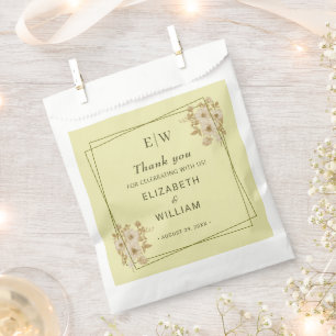 Rose Frame – Monogram Celestial Yellow Wedding Favour Bags