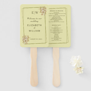 Rose Frame – Monogram Celestial Yellow Wedding Hand Fan