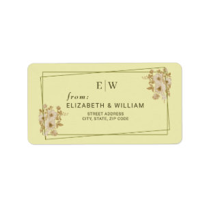 Rose Frame – Monogram Celestial Yellow Wedding Label