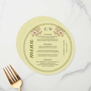 Rose Frame – Monogram Celestial Yellow Wedding Menu