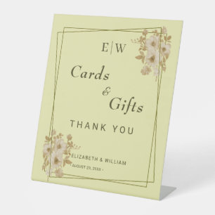 Rose Frame – Monogram Celestial Yellow Wedding Pedestal Sign