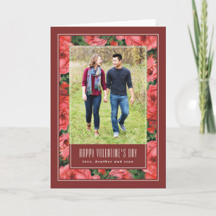 Rose Frame Valentine's Day Photo Card - Maroon