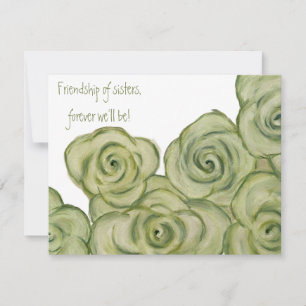 Rose friendship notecard - hand-drawn artwork.