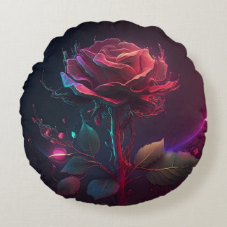Rose Futuristic Background Round Cushion