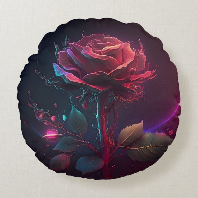 Rose Futuristic Background Round Cushion (Front)