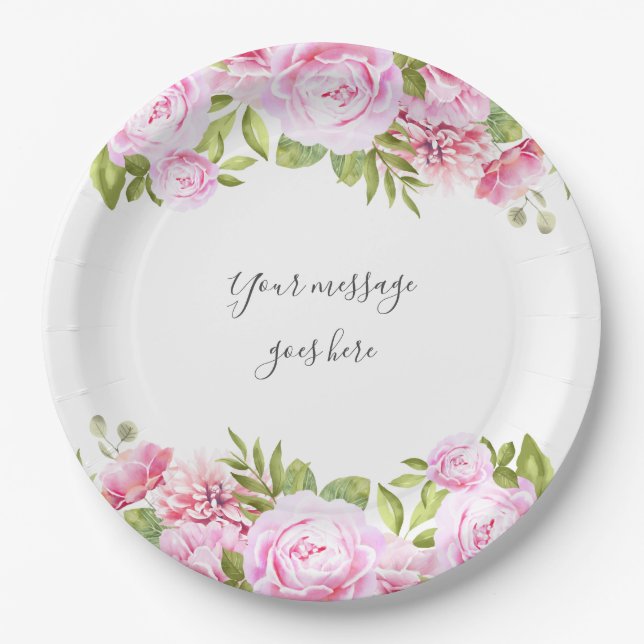 Rose Garden Add Your Message Paper Plate (Front)
