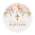 Rose Garden Baptism Edible Frosting Round