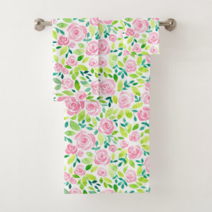 Rose garden bath towel set