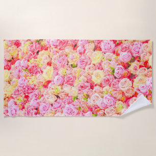 Rose garden beach towel