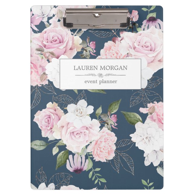Rose Garden Blue | Personalised Clipboard (Front)
