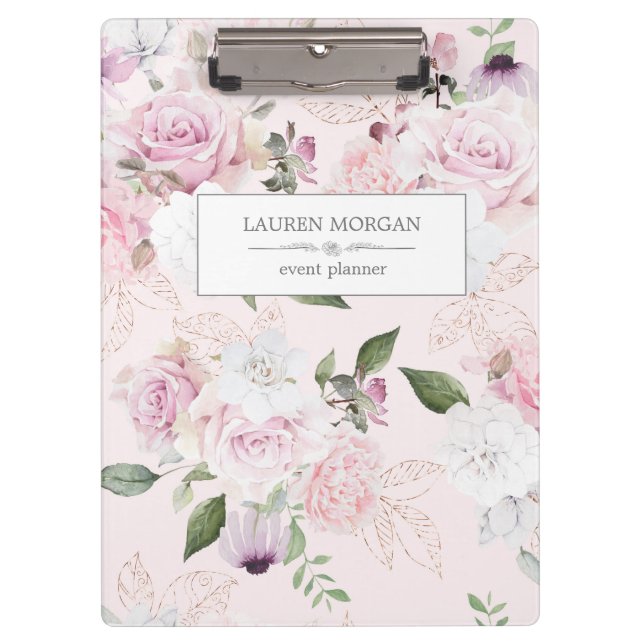 Rose Garden Blush | Personalised Clipboard (Front)
