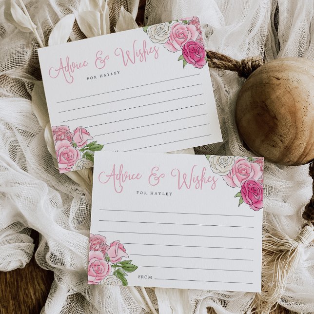 Rosé Garden Bridal Shower Advice & Wishes Card (Creator Uploaded)