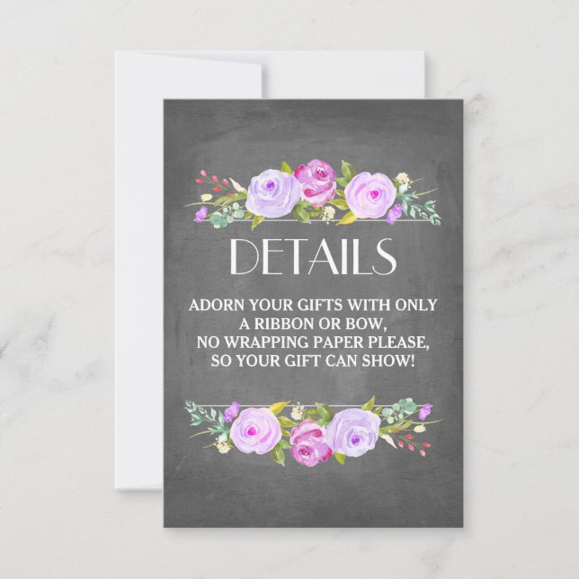 Rose Garden Bridal Shower Gift Wrap Insert Card (Front)