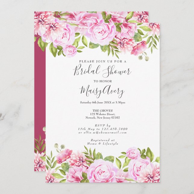 Rose Garden Bridal Shower Invitation (Front/Back)