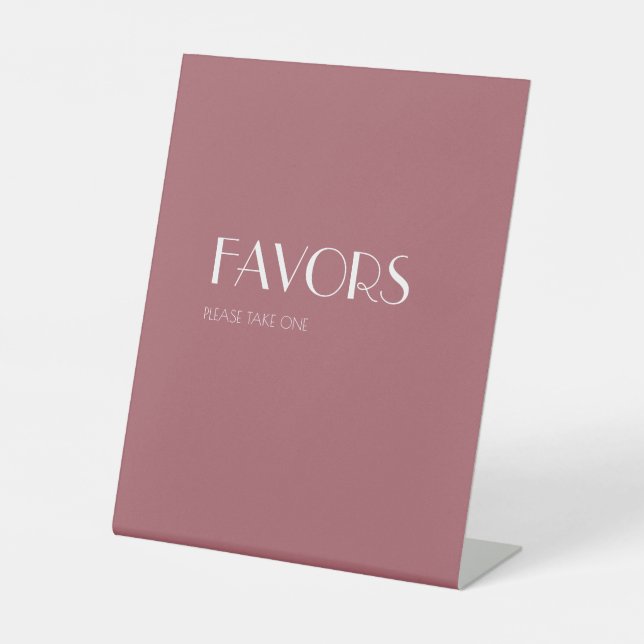 Rose Garden | Dark Rose Wedding Favours Pedestal Sign (Front)