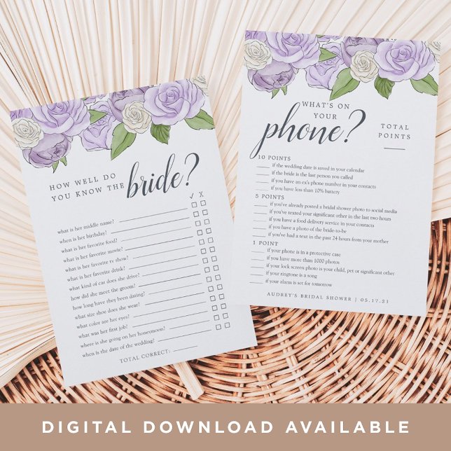 Rosé Garden Double-Sided Bridal Shower Game Card (Creator Uploaded)