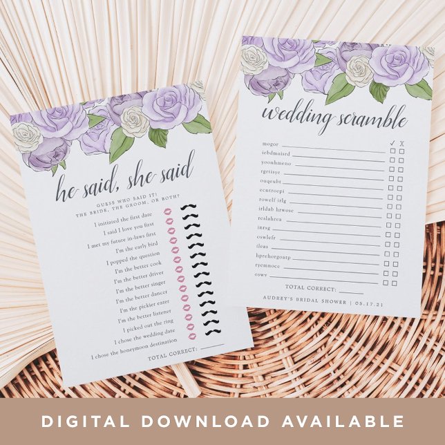 Rosé Garden Double-Sided Bridal Shower Game Invitation (Creator Uploaded)