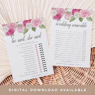 Rosé Garden Double-Sided Bridal Shower Game Invitation