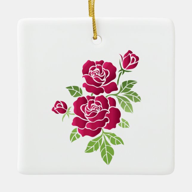 "Rose Garden Dreams" Ceramic Ornament (Front)