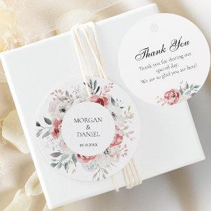 Rose Garden Elegant Floral Wedding Thank You Favour Tags