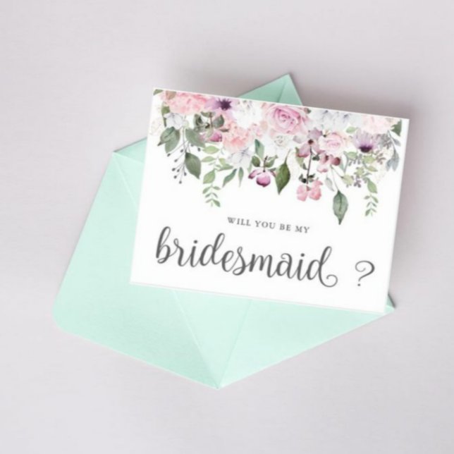 Rose Garden floral Bridesmaid Invitation Postcard (Creator Uploaded)
