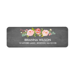 Rose Garden Floral Chalkboard Return Address Label