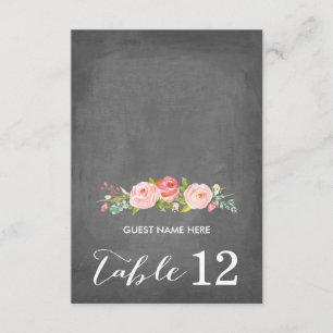 Rose Garden Floral Wedding Chalkboard Escort Card