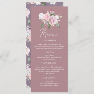 Rose Garden floral Wedding Dinner Menue Invitation