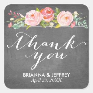 Rose Garden Floral Wedding Favour Labels Square