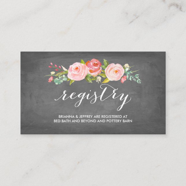 Rose Garden Floral Wedding Registry Card (Front)