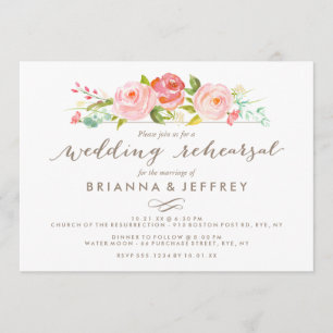 Rose Garden Floral Wedding Rehearsal Dinner Invitation