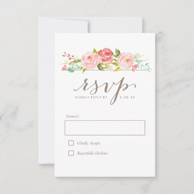 Rose Garden Floral Wedding RSVP (Front)