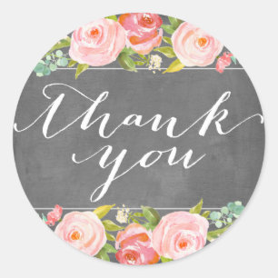 Rose Garden Floral Wedding Thank You Sticker