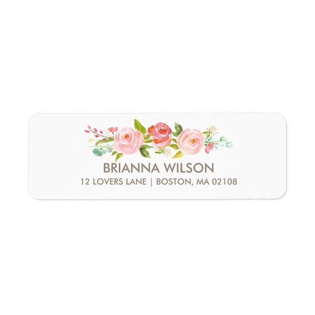 Rose Garden Floral White Return Address Label (Front)