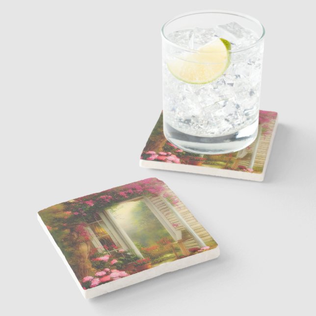 Rose garden gate  stone coaster (Side)
