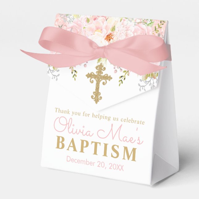 Rose Garden Girl Baptism Personalised  Favour Box (Front Side)