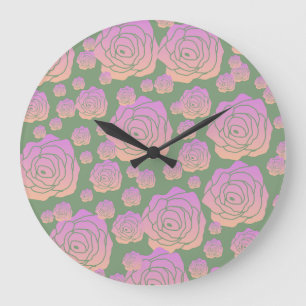 Rose Garden Large Clock