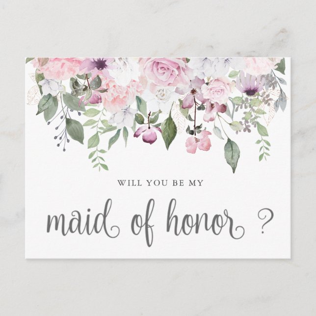 Rose Garden Maid of Honour Invitation Postcard (Front)