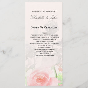 Rose Garden Modern Floral wedding programs Programme